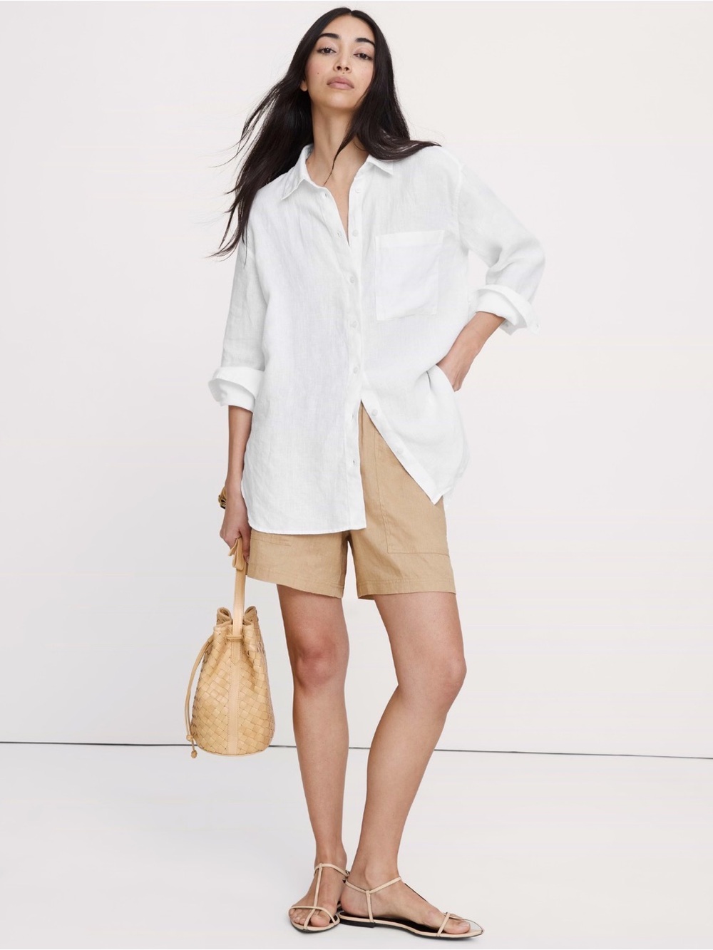 NWT Banana Republic The Oversized Linen Shirt Sz L (#875218)
